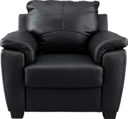 HOME - Antonio - Leather and - Leather Effect Chair - Black